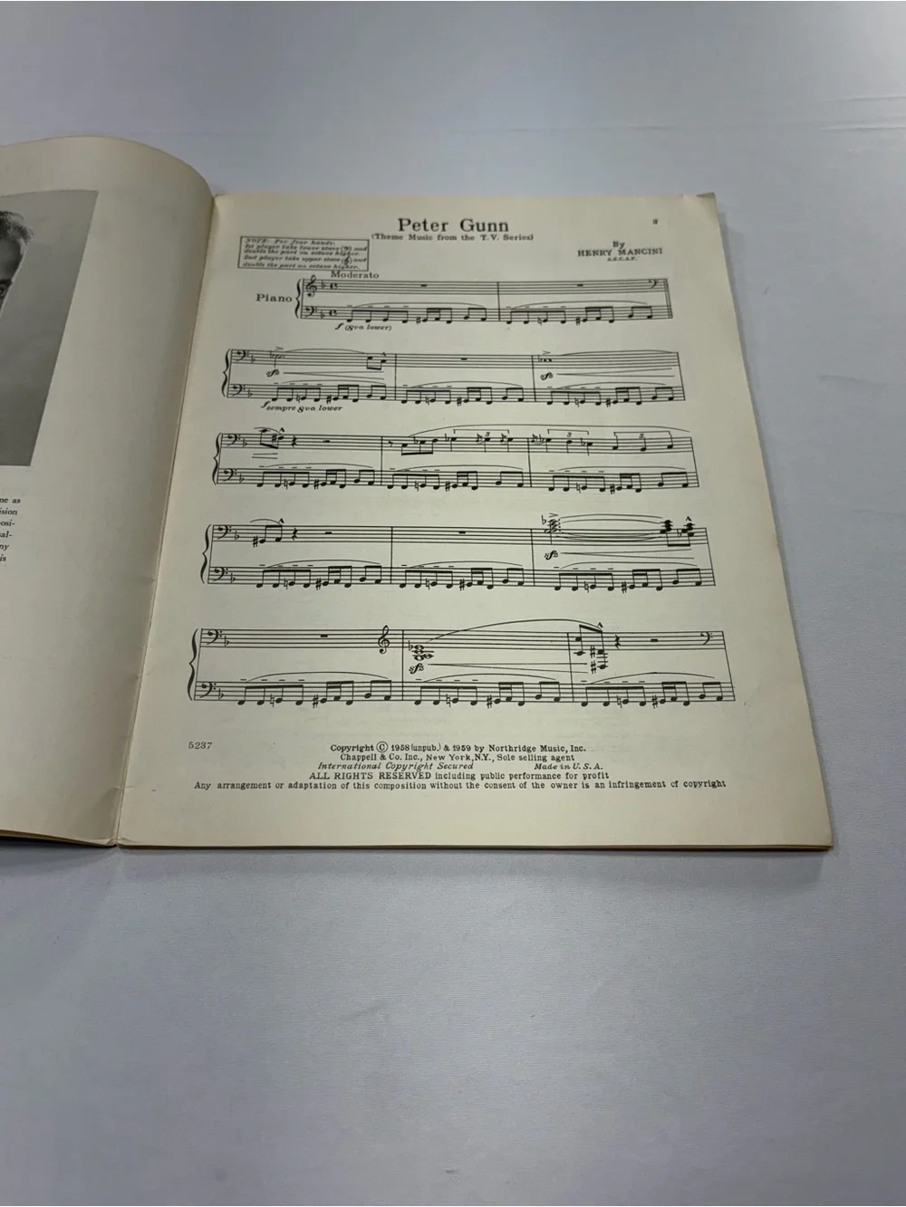 Henry Mancini Peter Gunn Piano Sheet Music Book 1958 TV Theme Jazz Vintage